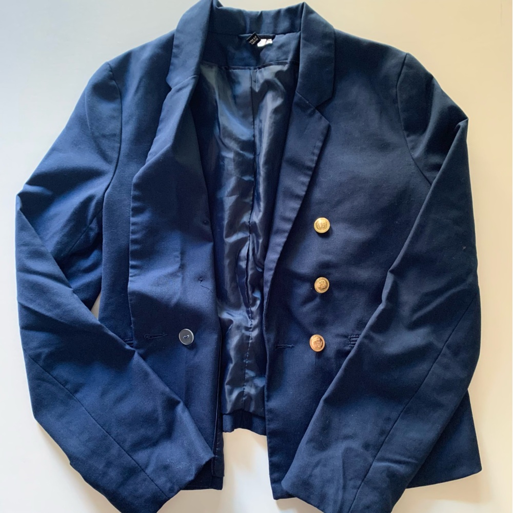H&M | Navy double breasted blazer | Short length | Gold buttons